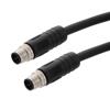 M12 4 Position IP67 S-Code AC Power Shielded Cable Assembly, 16AWG 630V 12A, Industrial Drag Chain HFPUR Jacket, Male to Male, Black, 1.0m的图片