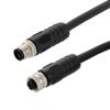 M12 4 Position IP67 T-Code DC Power Cable Assembly, 16AWG 63V 12A, Industrial Drag Chain PUR Jacket, Male to Female, Black, 5.0m的图片