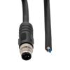 M12 4 Position IP67 T-Code DC Power Cable Assembly, 16AWG 63V 12A, Industrial Drag Chain PUR Jacket, Male to Open, Black, 5.0m的图片