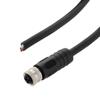 M12 4 Position IP67 T-Code DC Power Cable Assembly, 16AWG 63V 12A, Industrial Drag Chain PUR Jacket, Female to Open, Black, 1.0m的图片