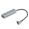 USB-C 3.0 Hub, 5Gbps, 4 Ports, Type C Male to 4x Type A Female, Aluminum Alloy Shell, Silver, Long Dongle Style, 15cm的图片