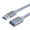 USB3.0 A 公到母线缆，铝壳，灰色棉编织，1 英尺的图片